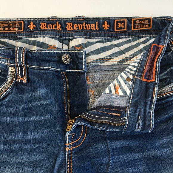 Rock Revival Marlin Straight Jeans 34X28 - Picture 3 of 12